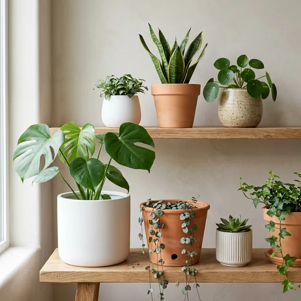 Minimalist Pastel Planter with Wooden Stand